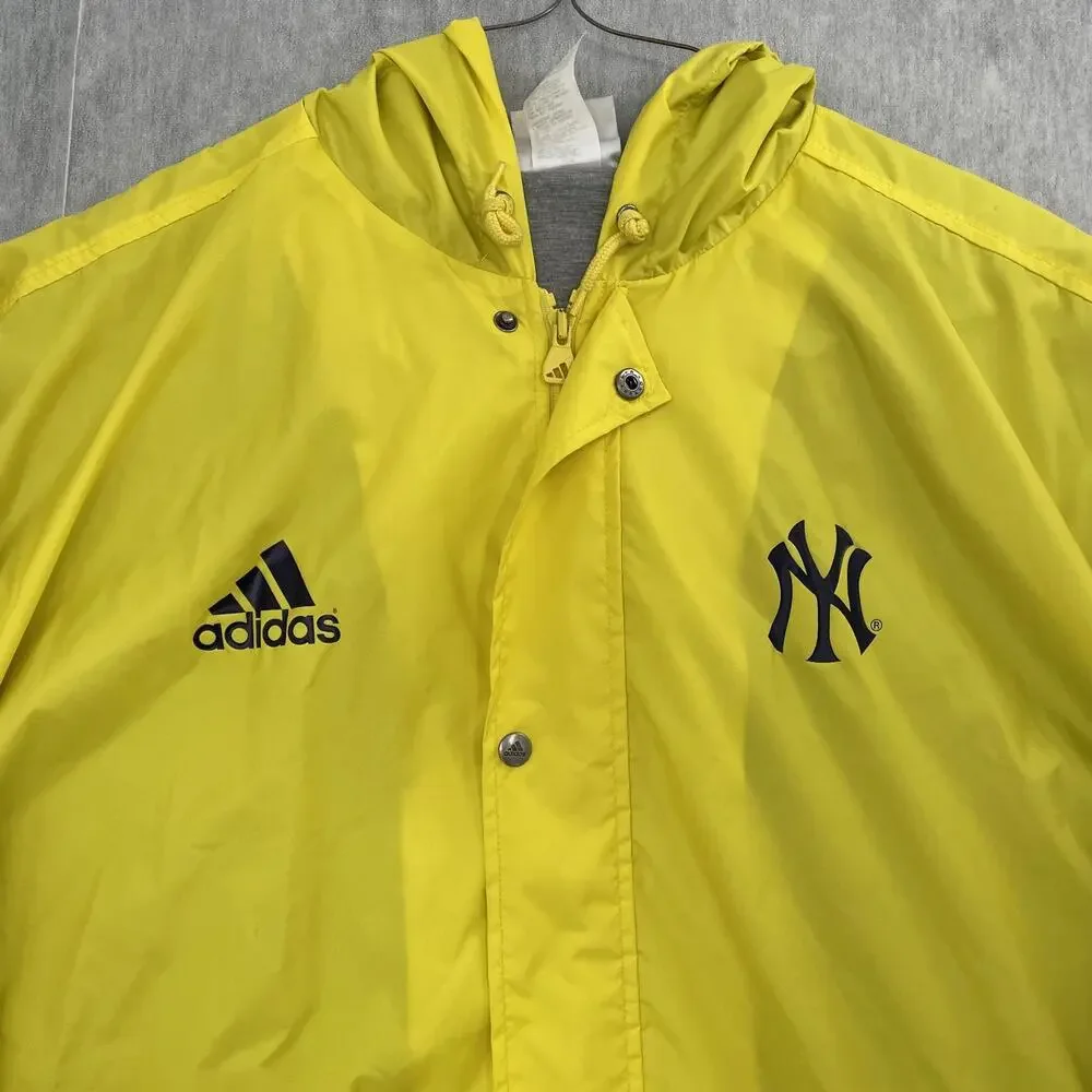 VINTAGE New York Yankees Jacket Adult XL Yellow Usher MLB Windbreaker Lined Mens
